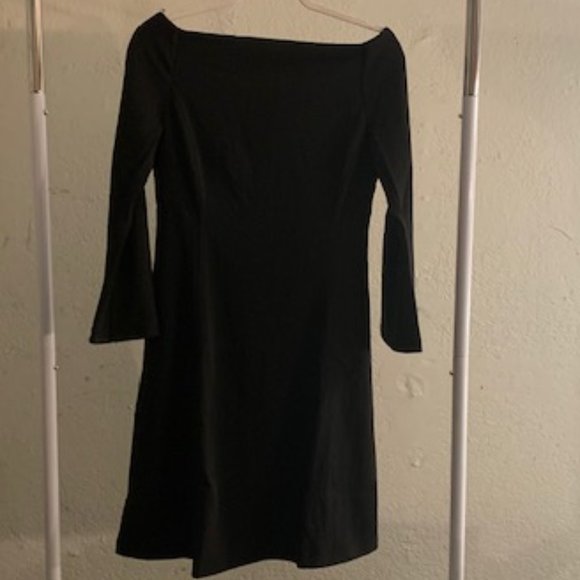 Lark & Ro Women's Black Off Shoulder Long Sleeve Back Zip Midi Dress 6 NWT - Picture 1 of 10